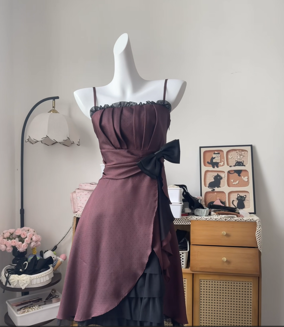 Modest A line Spaghetti Strap Burgundy Black Lace Short High School Homecoming Dress Inspo Ideas Mini Party Dresses RB6961