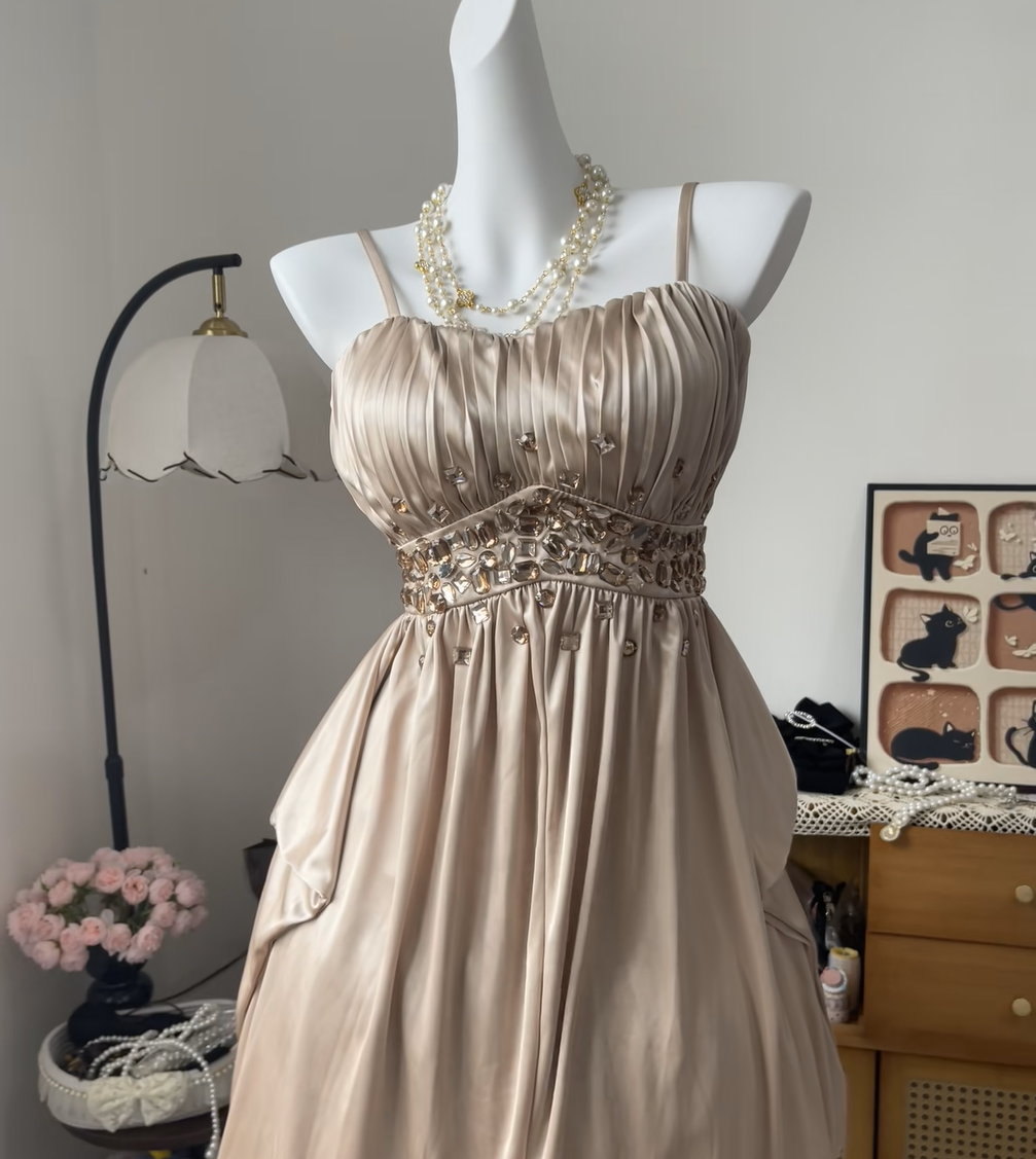 Modest A line Spaghetti Strap Champagne Short High School Homecoming Dress Inspo Ideas Mini Party Dresses RB6964