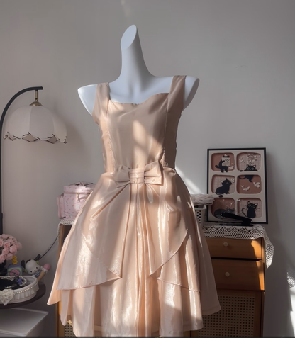 Elegant A line Square Neck Blush Pink University Ideas Homecoming Dress Inspo Short High School Senior Graduation Outfit RB6971