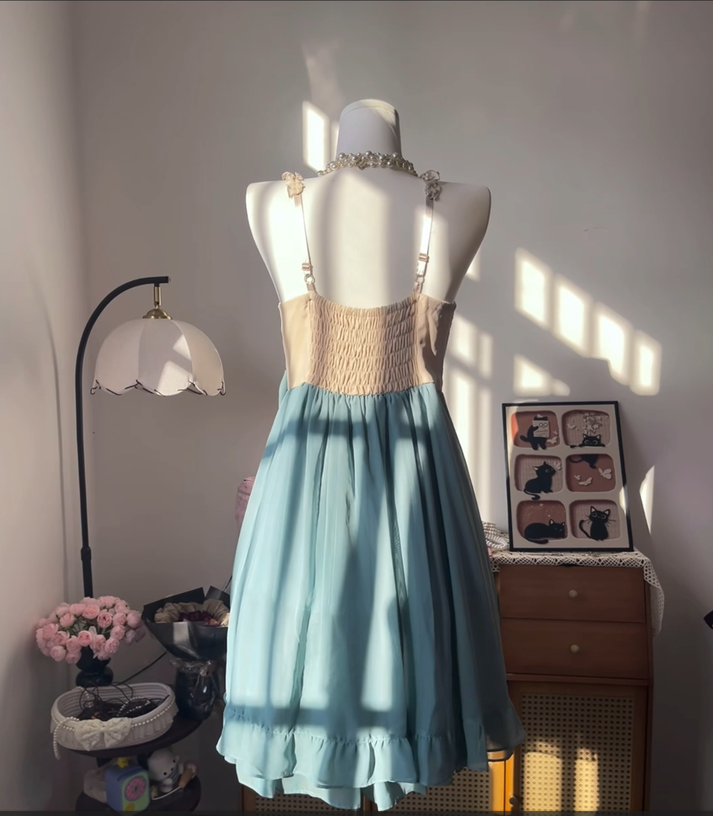 Elegant A line Blue Square Neck Chiffon University Ideas Homecoming Dress Inspo Short High School Senior Graduation Outfit RB6979