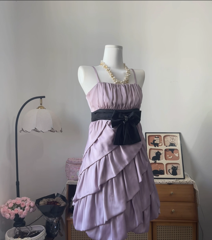 Elegant A line Spaghetti Strap Lilac Satin University Ideas Homecoming Dress Inspo Short High School Senior Graduation Outfit RB6981