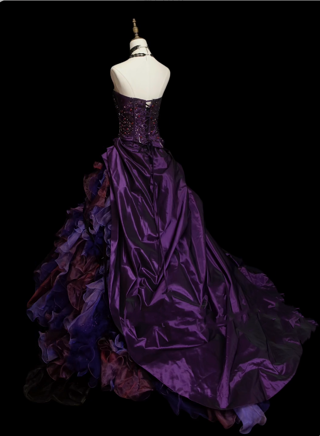 Vintage Ballkleid, trägerlos, lila, Sweet 16 Kleider, Quinceanera Kleid, lang, Vestidos De Fiesta N1323
