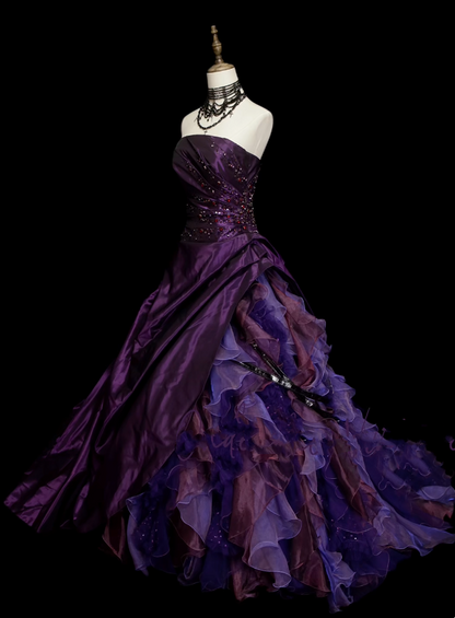 Vintage Ballkleid, trägerlos, lila, Sweet 16 Kleider, Quinceanera Kleid, lang, Vestidos De Fiesta N1323