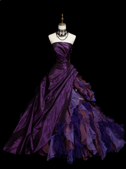 Vintage Ballkleid, trägerlos, lila, Sweet 16 Kleider, Quinceanera Kleid, lang, Vestidos De Fiesta N1323