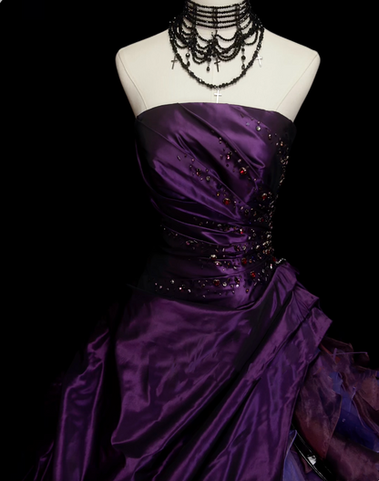 Vintage Ballkleid, trägerlos, lila, Sweet 16 Kleider, Quinceanera Kleid, lang, Vestidos De Fiesta N1323