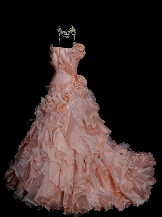 Vintage Ballkleid, trägerlos, rosa, mehrlagig, Sweet 16 Kleider, Quinceañera Kleid, lang, Vestidos De Fiesta N1325