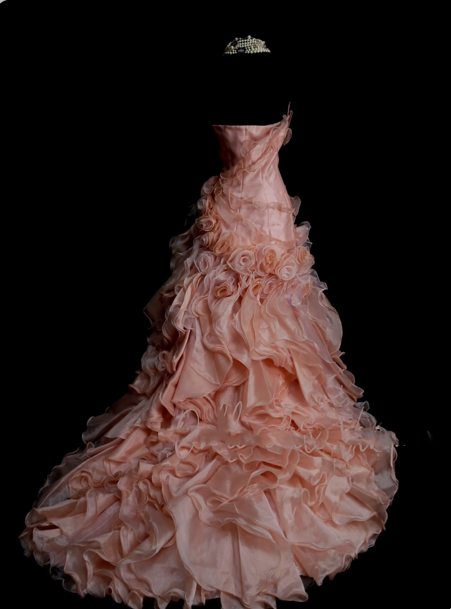 Robe de bal vintage rose bustier à volants, robe de quinceañera longue, taille 15, Vestidos De Fiesta N1325