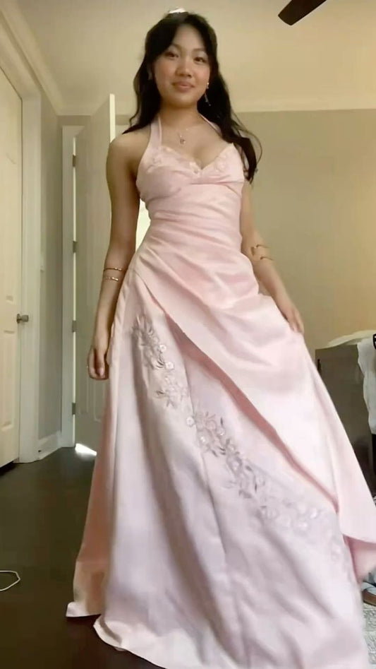 Hübsches Ballkleid Neckholder Rosa Ballkleider Abendkleid 18. Geburtstag Outfits Abendkleid RA029