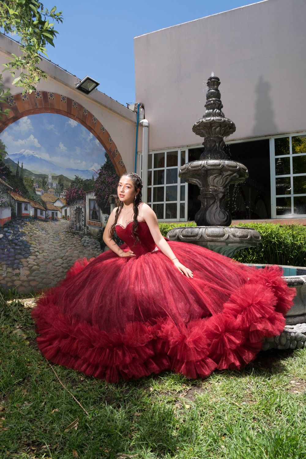 Charming Ball Gown Sweetheart Burgundy Long Quinceanera Dress Sweet 15 16 Dresses RA095