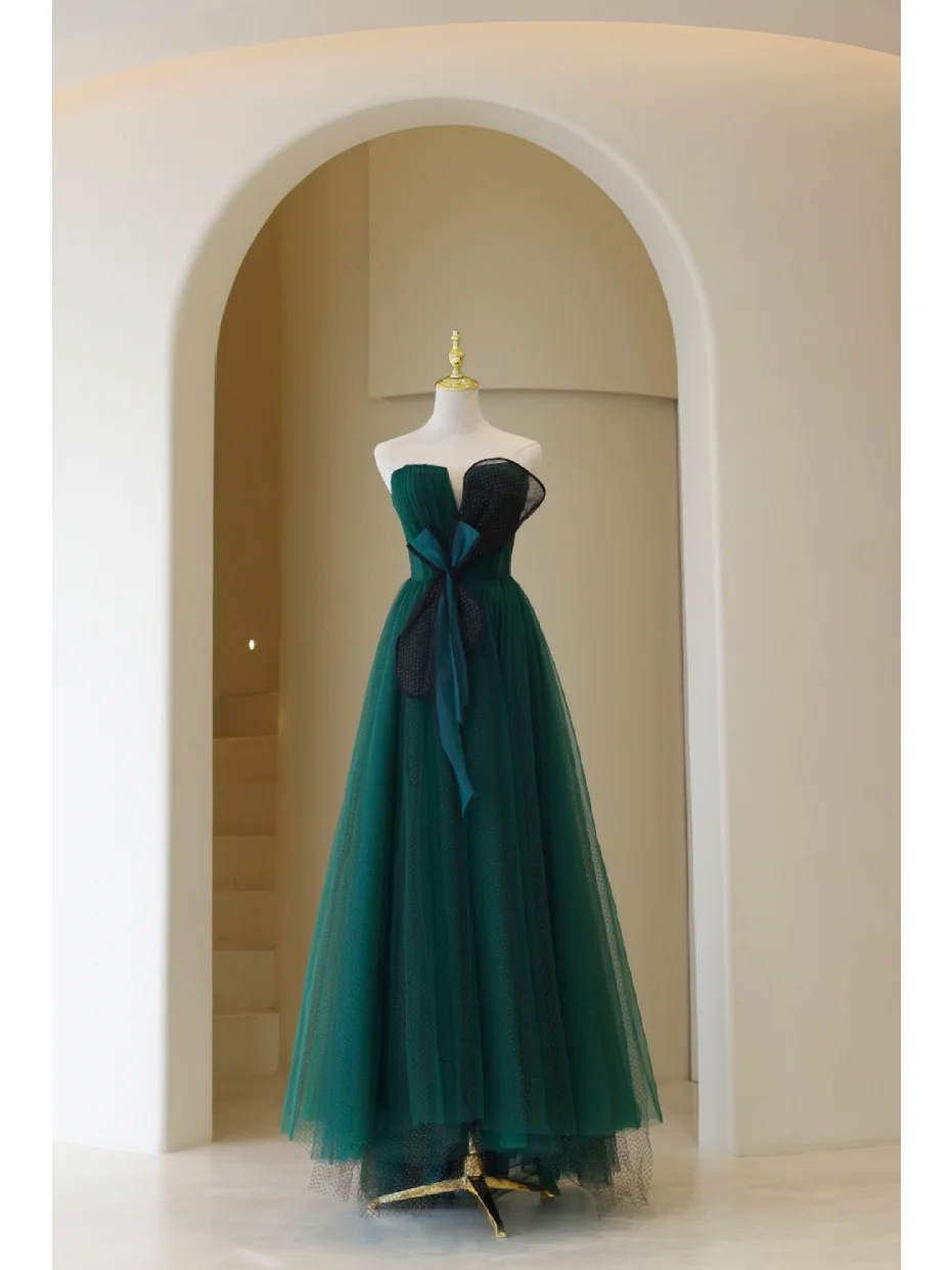 Einzigartiges Ballkleid Sweetheart Tüll Dunkelgrün Senior Ästhetische Ballkleider Ballkleider Formelle Outfits Abschlusskleid RB004