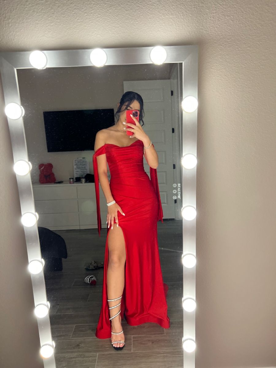 Sexy Mermaid Strapless Red Slit Prom Dresses Long Party Dress 21st Birthday Outfit Graduation Dress RB1009