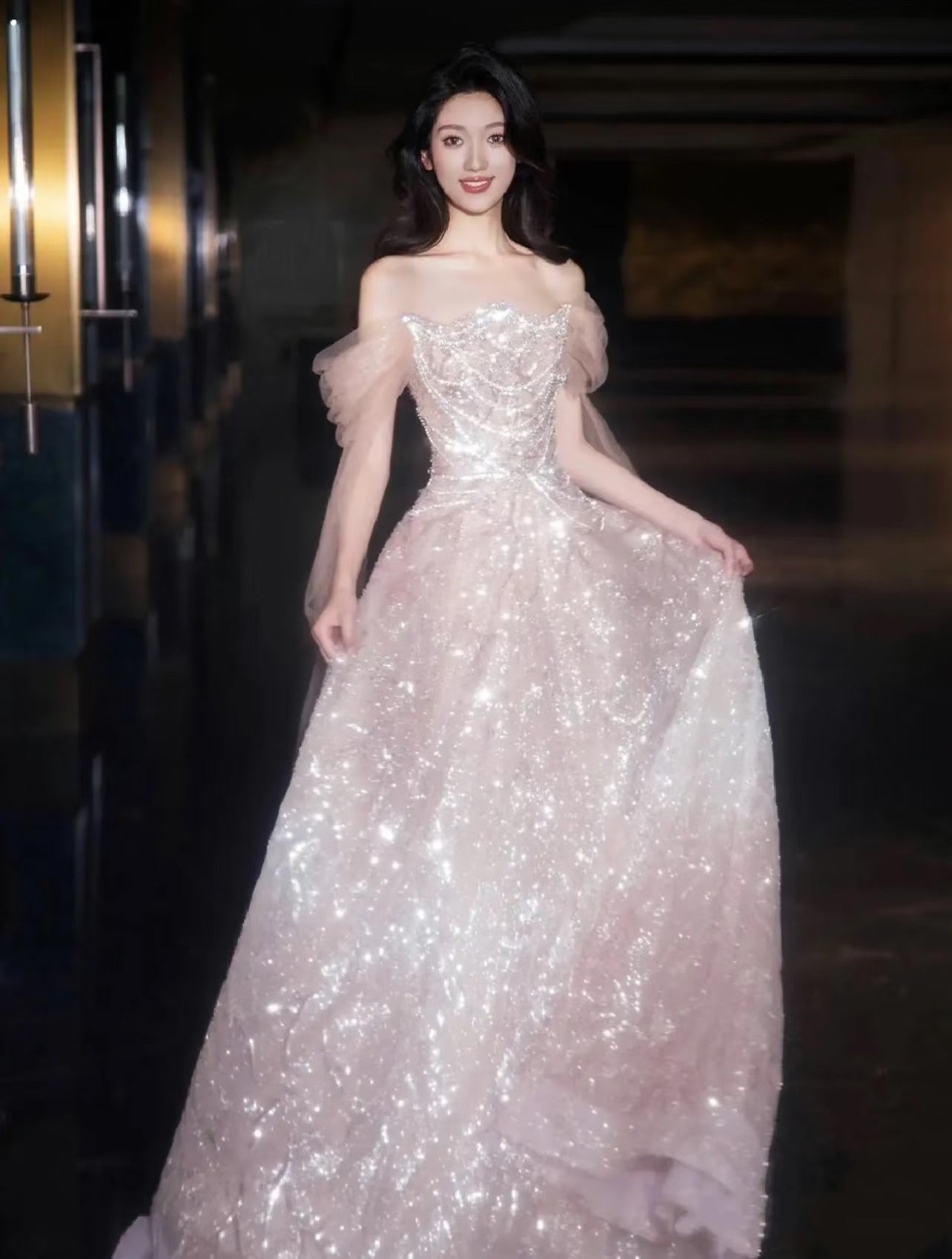 Unique Ball Gown Off The Shoulder Pink Tulle Prom Dresses inspiration Long Party Dress Birthday Outfits Graduation Dress RB1026