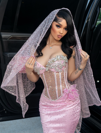 Unique Mermaid Off The Shoulder Pink Black Girl Prom Dresses inspiration Long Party Dress Birthday Outfits Graduation Dress RB1051