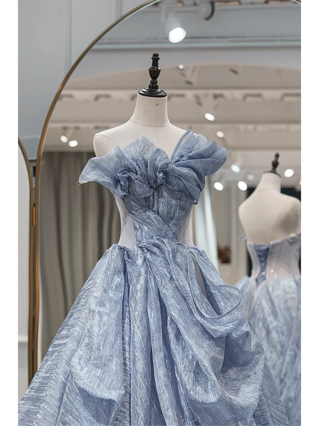 Unique Ball Gown Sweetheart Blue Long Prom Dresses Reveal Inspiration Party Dress Birthday Outfit Graduation Dress RB1083