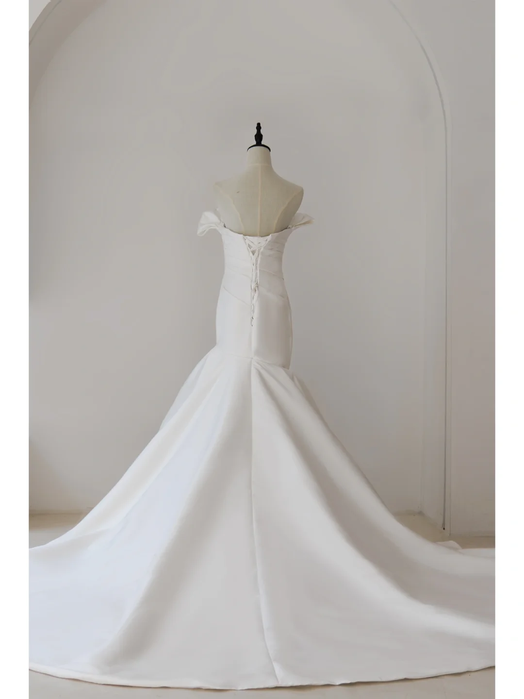 Modest Mermaid Sweetheart Satin Pleated Corset Wedding Dress Styles Lo – RubyFashionDress