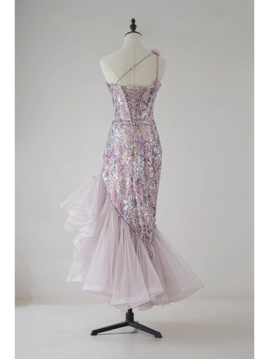Modest Mermaid One Shoulder Sequin Lilac Prom Dresses Long Party Dress 18th Birthday Outfit Teenagers Graduation Dress RB1119