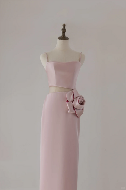 Modest Trendy Sheath Spaghetti Straps Pink Plain Prom Dresses Long Senior High School Dance Party Dress RB1122
