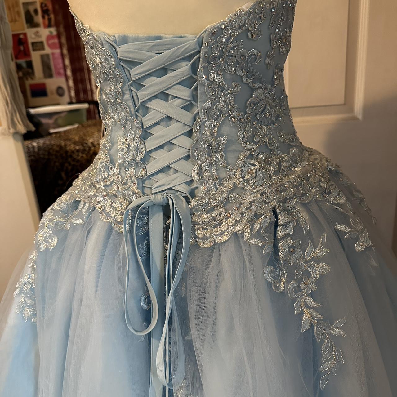 Unique Ball Gown Sweetheart Light Sky Blue Long Prom Dresses Reveal Inspiration Party Dress Birthday Outfit Graduation Dress RB1184