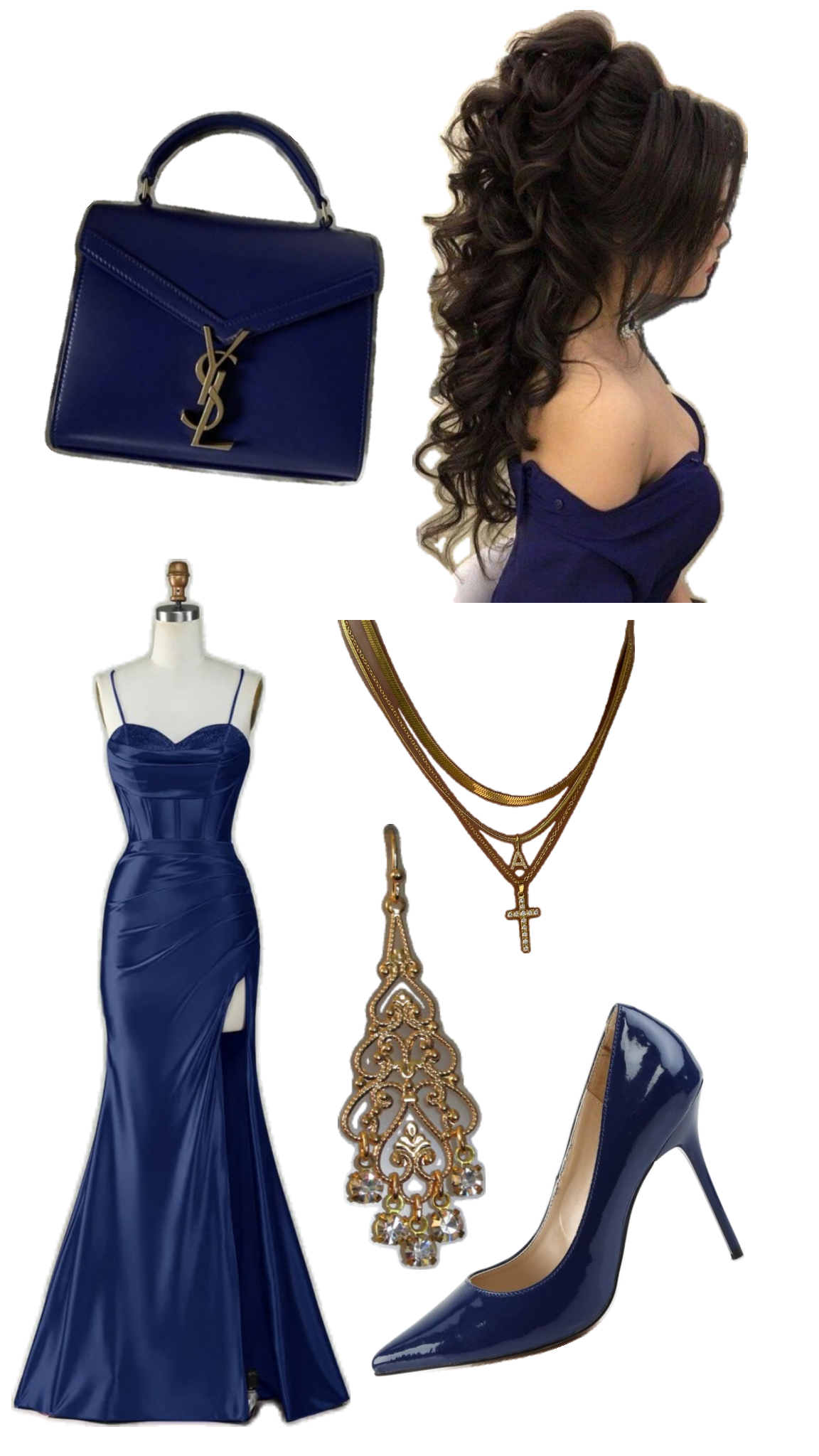 Sexy Mermaid Spaghetti Straps Navy Blue Long Satin Prom Dresses Inspiration Party Dress Slit Senior Graduation Dress RB1203