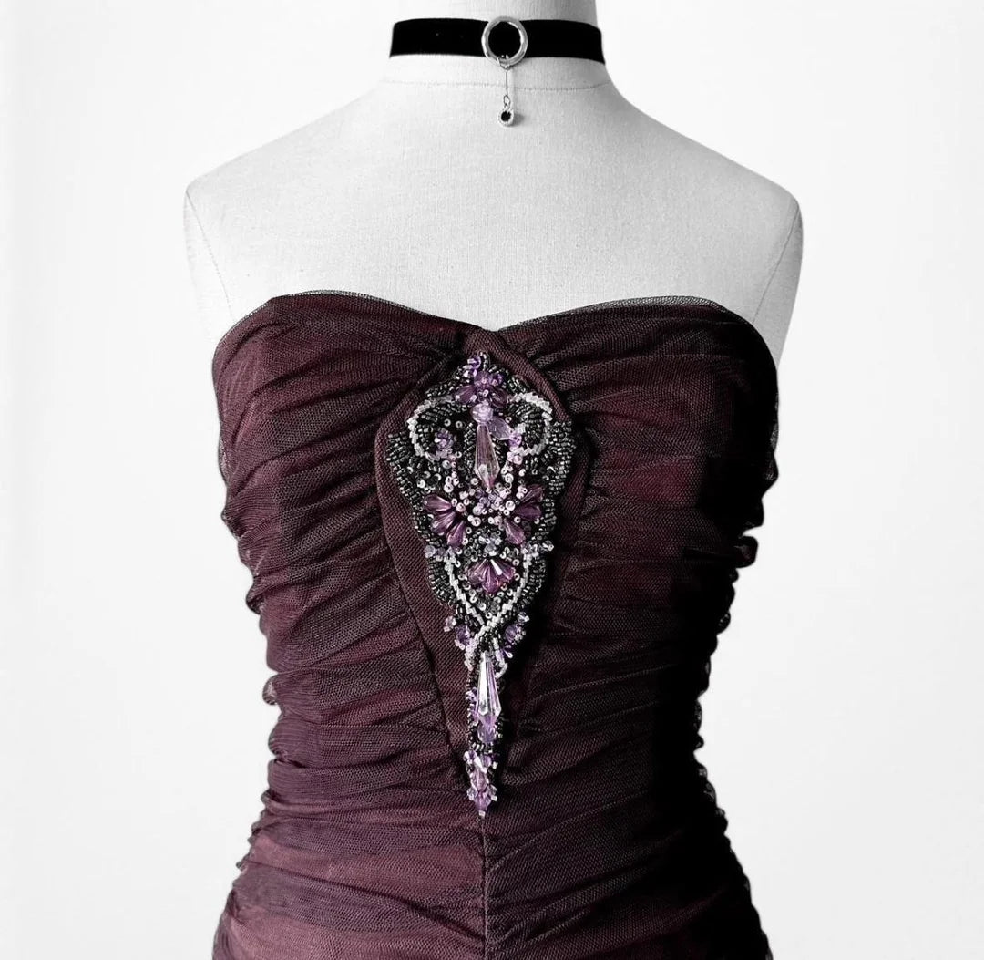 Vintage Mermaid Sweetheart Burgundy With Beaded Sequins Pleated Long Prom Dresses Inspiration Party Dress Graduation Dress RB1210