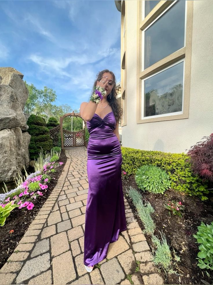 Cheap Mermaid Sweetheart Grape Satin Prom Dresses Long Party Dress 18th Birthday Outfit Graduation Dress RB1249