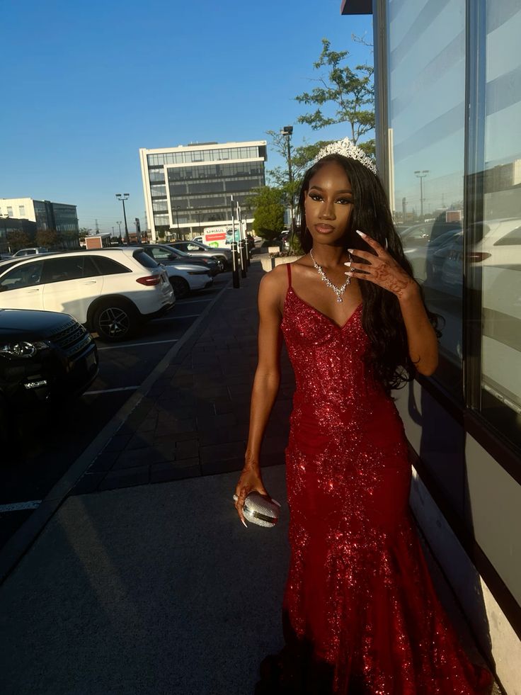 Sexy Mermaid Spaghetti Straps Burgundy Black Girl Sequin Long Prom Dresses Inspiration Party Dress Graduation Dress RB1268