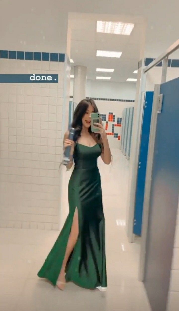 Cheap Mermaid Spaghetti Straps Dark Green Slit Satin Long Prom Dresses Inspiration Prom Gowns RB1318