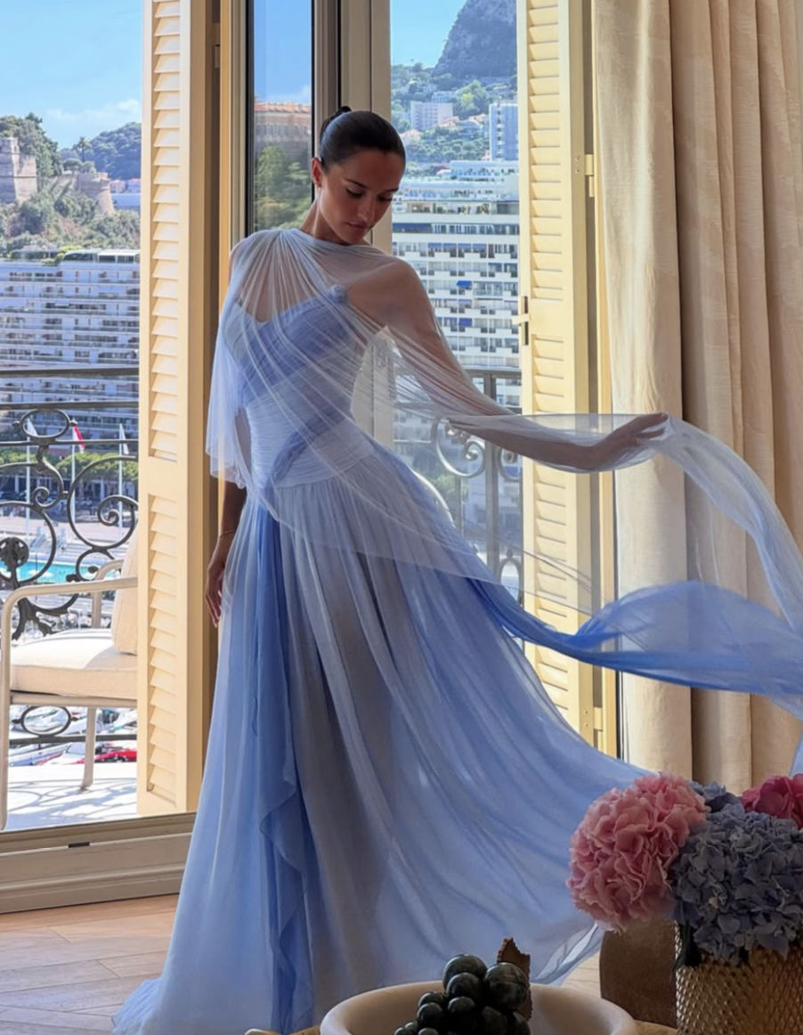 Pretty Mermaid Spaghetti Straps Multi Blue Pleated Sleeveless Chiffon Long Prom Dresses Inspo Prom Gown With Scarf RB1337