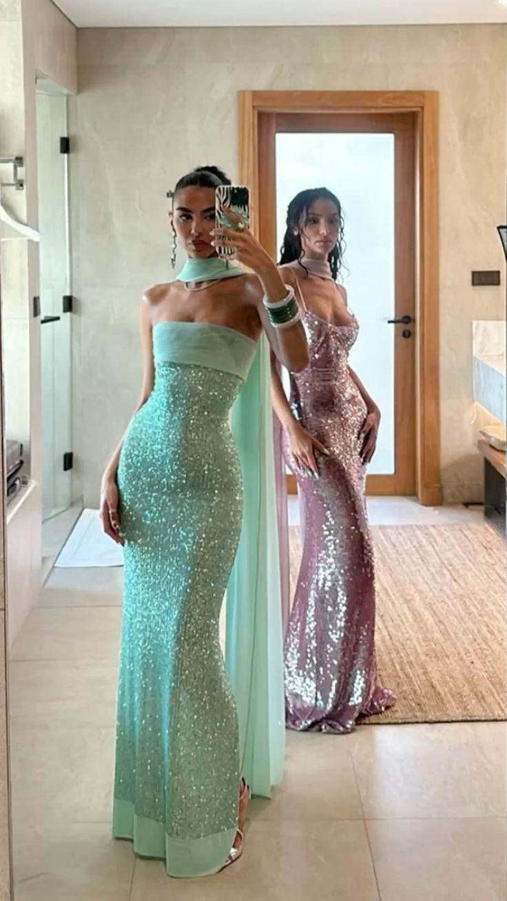 Shinning Mermaid Trägerloses Grünes Pailletten-Abschlussballkleid Partykleid 18. Geburtstag Outfits Abschlusskleid RB1381