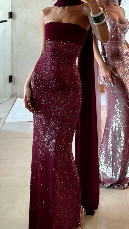 Shinning Mermaid Trägerloses Grünes Pailletten-Abschlussballkleid Partykleid 18. Geburtstag Outfits Abschlusskleid RB1381