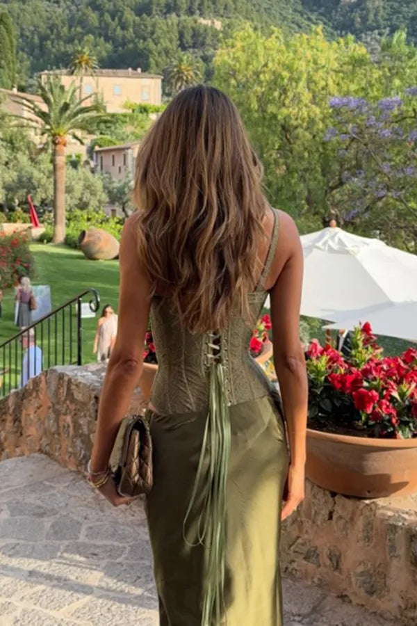Chic Mermaid Sweetheart Neck Olive Green Satin Prom Dresses Party Dress 20th Birthday Outfits Graduation Dress RB1392