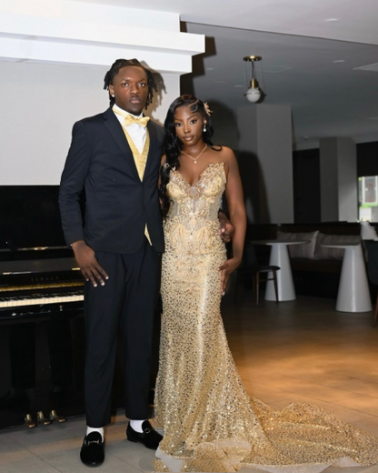 Chic Mermaid Sweetheart Gold Sequin Beaded Prom Dresses Party Dress 20th Birthday Outfits Graduation Dress RB1409