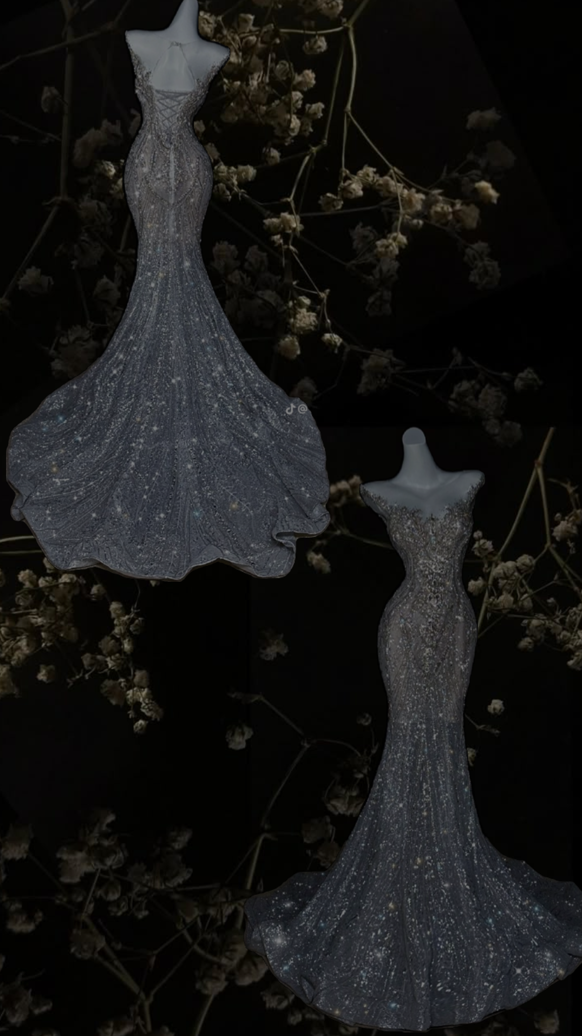 Romantic Mermaid Scoop Neck Silver Sequin Fitted Corset Beads Wedding Dress Long Bridal Gown Wedding Dresses RB1459