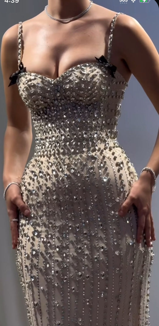 Sparkly Mermaid Spaghetti Straps Sequin Champagne Prom Dresses Party Dress 18th Birthday Outfits Graduation Dress RB1460