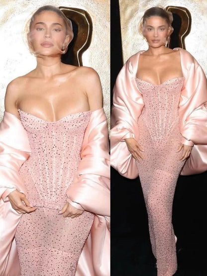 Classy Mermaid Sweetheart Pink Sequin Prom Dresses Ideas 21st Birthday Outfits Graduation Dress RB1499