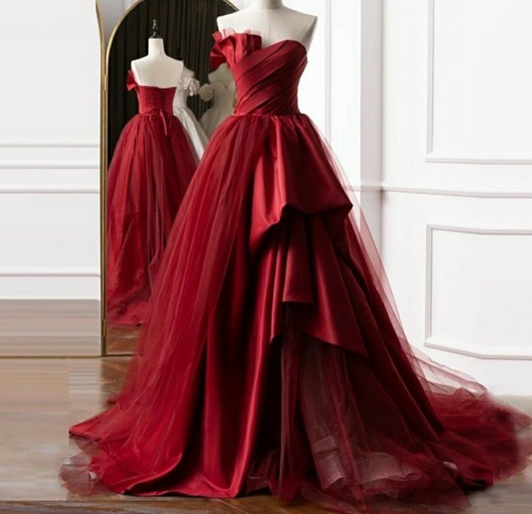 Prinzessin Ballkleid Trägerlos Rot Lange Ballkleider Beeindrucken 16 Geburtstag Outfits Ballkleid RB1690