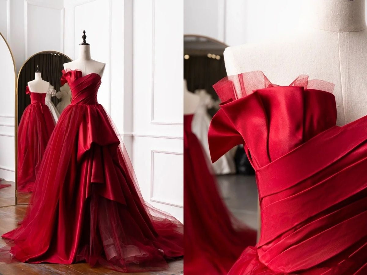 Prinzessin Ballkleid Trägerlos Rot Lange Ballkleider Beeindrucken 16 Geburtstag Outfits Ballkleid RB1690