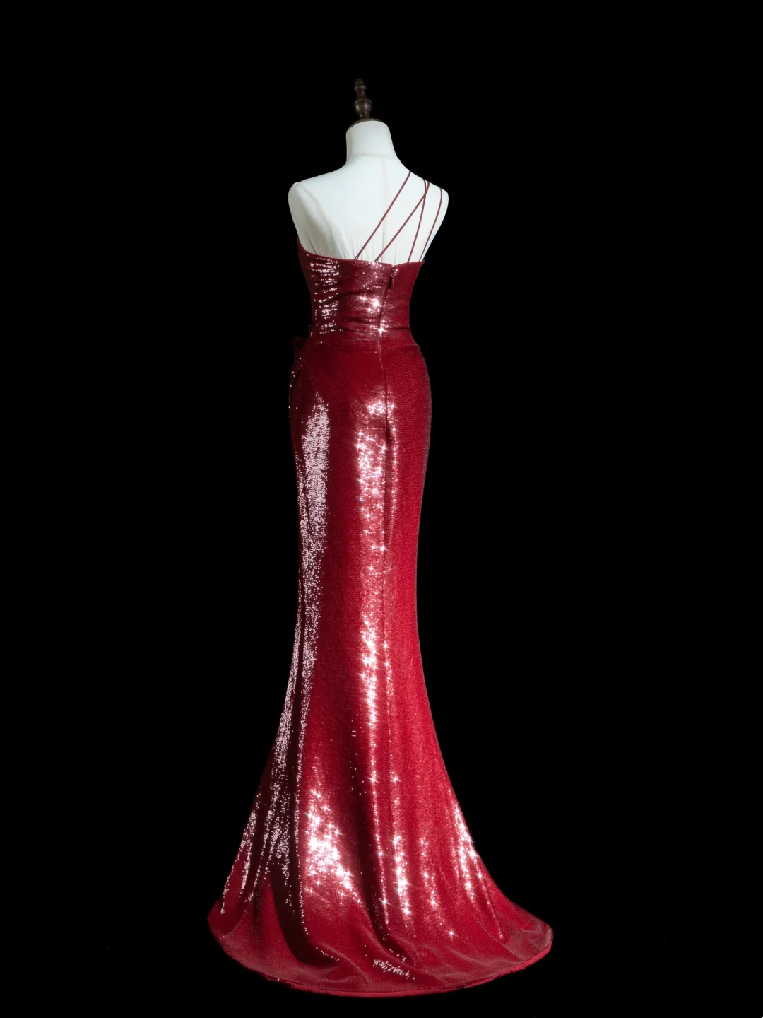 Sparkle Mermaid One Shoulder Burgundy Pailletten Lange Ballkleider Beeindrucken 18. Geburtstag Outfits Ballkleid RB1850