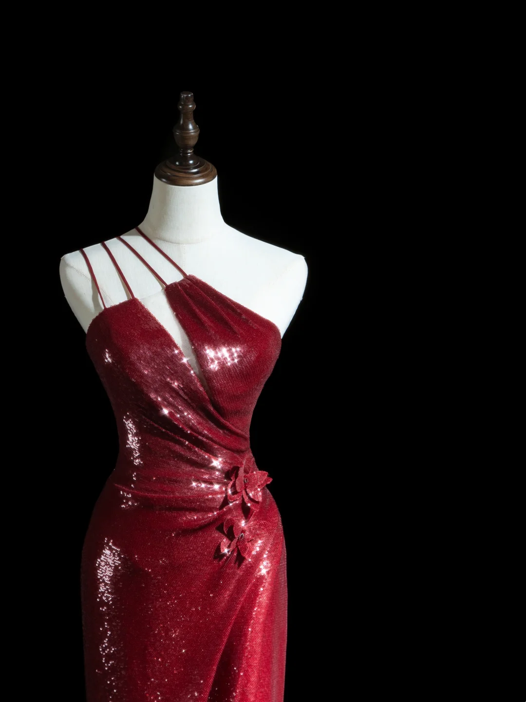 Sparkle Mermaid One Shoulder Burgundy Pailletten Lange Ballkleider Beeindrucken 18. Geburtstag Outfits Ballkleid RB1850