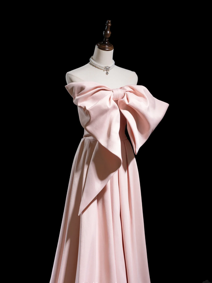 Retro A-Linie Trägerlos Rosa Satin Lange Ballkleider Beeindruckend 18. Geburtstag Outfits Ballkleid RB1863