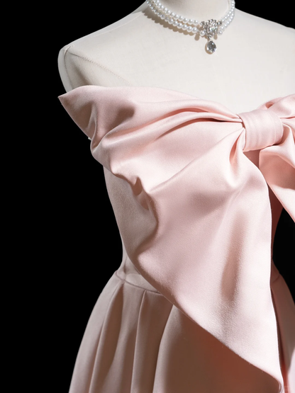 Retro A-Linie Trägerlos Rosa Satin Lange Ballkleider Beeindruckend 18. Geburtstag Outfits Ballkleid RB1863