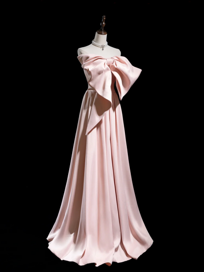 Retro A-Linie Trägerlos Rosa Satin Lange Ballkleider Beeindruckend 18. Geburtstag Outfits Ballkleid RB1863
