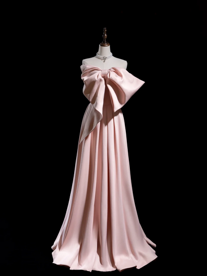 Retro A-Linie Trägerlos Rosa Satin Lange Ballkleider Beeindruckend 18. Geburtstag Outfits Ballkleid RB1863