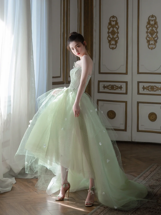 Vintage Ballkleid Trägerlos Mintgrün Tüll Lange Ballkleider Für Teenager Formelle Kleidung Bodenlangen Ballkleid RB1869