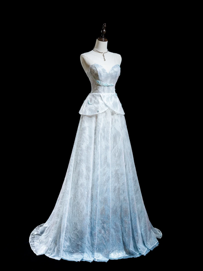 Hübsches Ballkleid mit herzförmigem Ausschnitt, hellblau, Pailletten, für Senioren, ästhetische Ballkleider, Ballkleider, formelle Outfits, Abschlusskleid RB1923