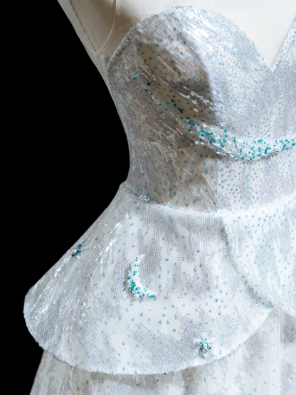 Hübsches Ballkleid mit herzförmigem Ausschnitt, hellblau, Pailletten, für Senioren, ästhetische Ballkleider, Ballkleider, formelle Outfits, Abschlusskleid RB1923