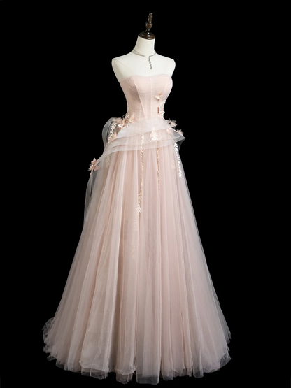 Hübsches Ballkleid, trägerlos, errötendes rosa Tüll, ästhetische Abschlussballkleider, Abschlussballkleider, formelle Outfits, Abschlusskleid RB1933