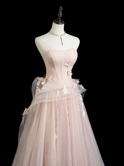 Hübsches Ballkleid, trägerlos, errötendes rosa Tüll, ästhetische Abschlussballkleider, Abschlussballkleider, formelle Outfits, Abschlusskleid RB1933