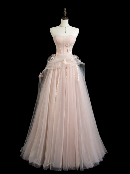 Hübsches Ballkleid, trägerlos, errötendes rosa Tüll, ästhetische Abschlussballkleider, Abschlussballkleider, formelle Outfits, Abschlusskleid RB1933