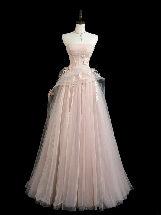 Hübsches Ballkleid, trägerlos, errötendes rosa Tüll, ästhetische Abschlussballkleider, Abschlussballkleider, formelle Outfits, Abschlusskleid RB1933